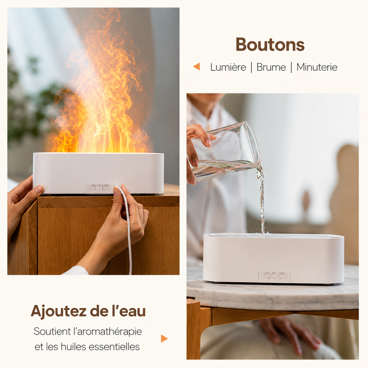 Diffuseur Huiles Essentielles KINSCOTER – 150ml Effet Flamme LED