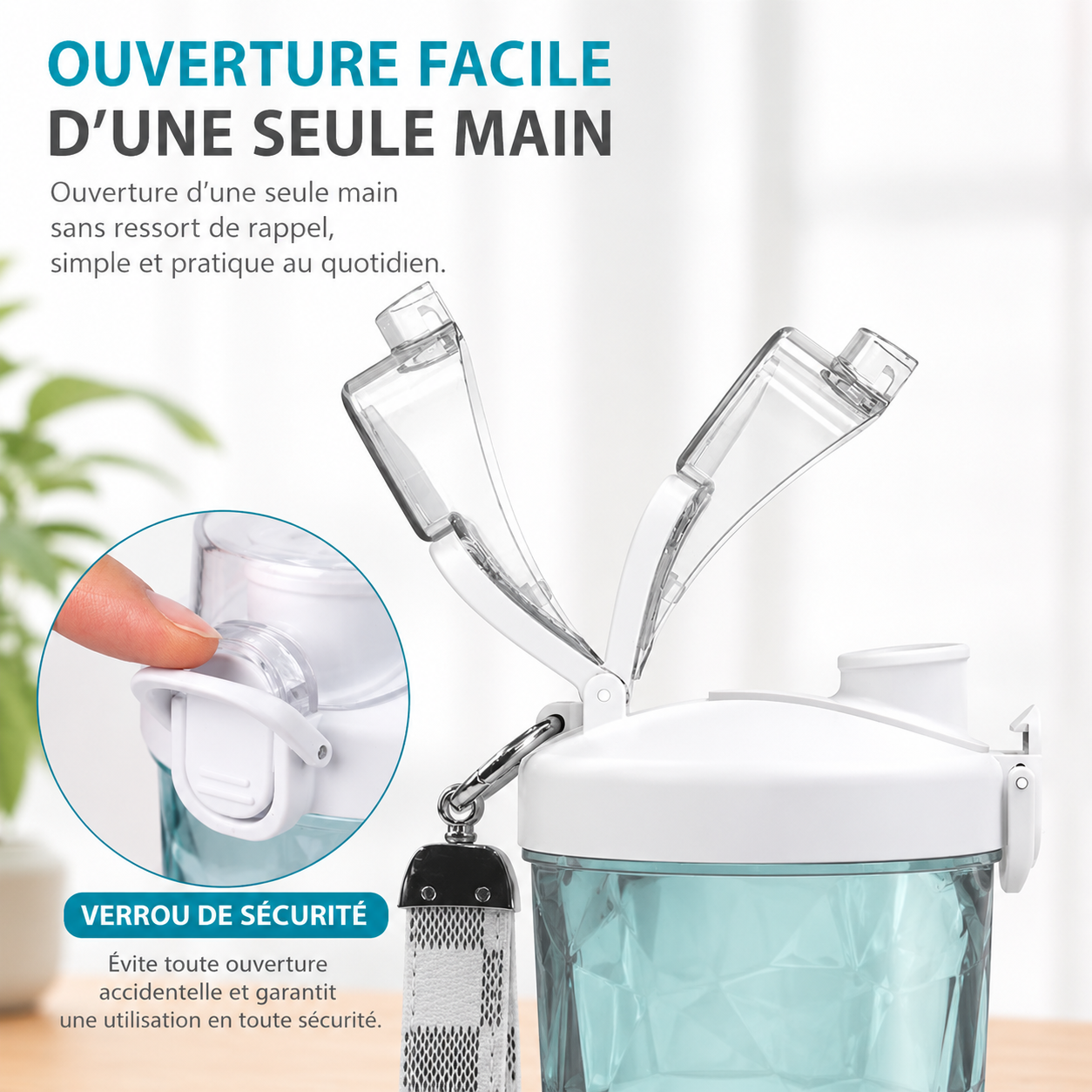 Mixeur Portatif 600ml – Blender Rechargeable à 6 Lames en Acier Inoxydable